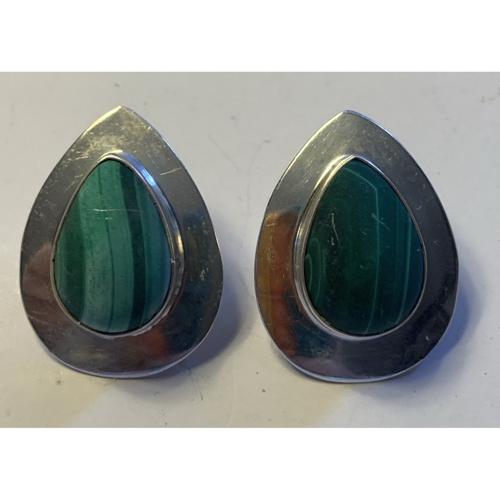 Vintage Sterling Silver Navajo tear drop Stud Earrings Signed P